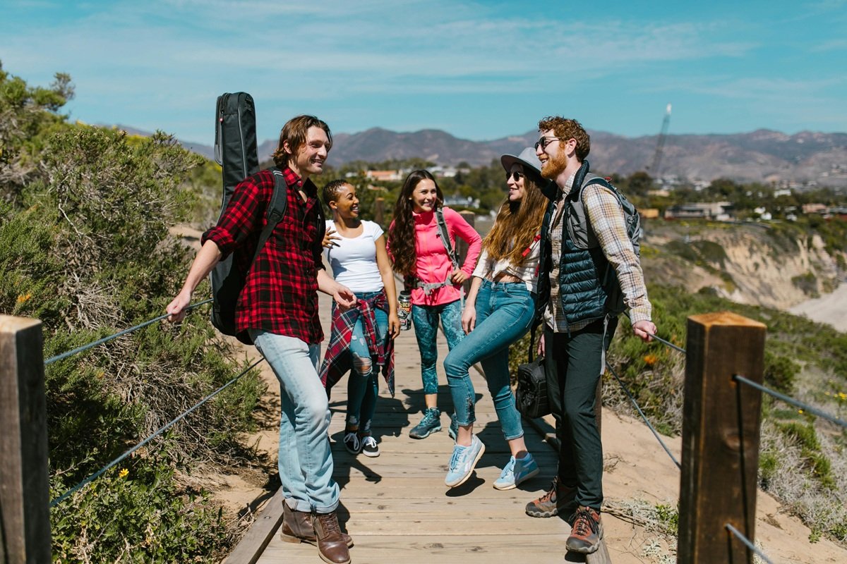 family friends hiking